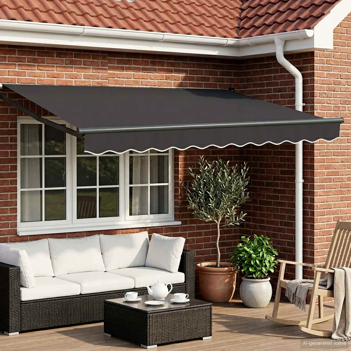 Electric Retractable Awning Anthracite 3.5 x 2.5 m