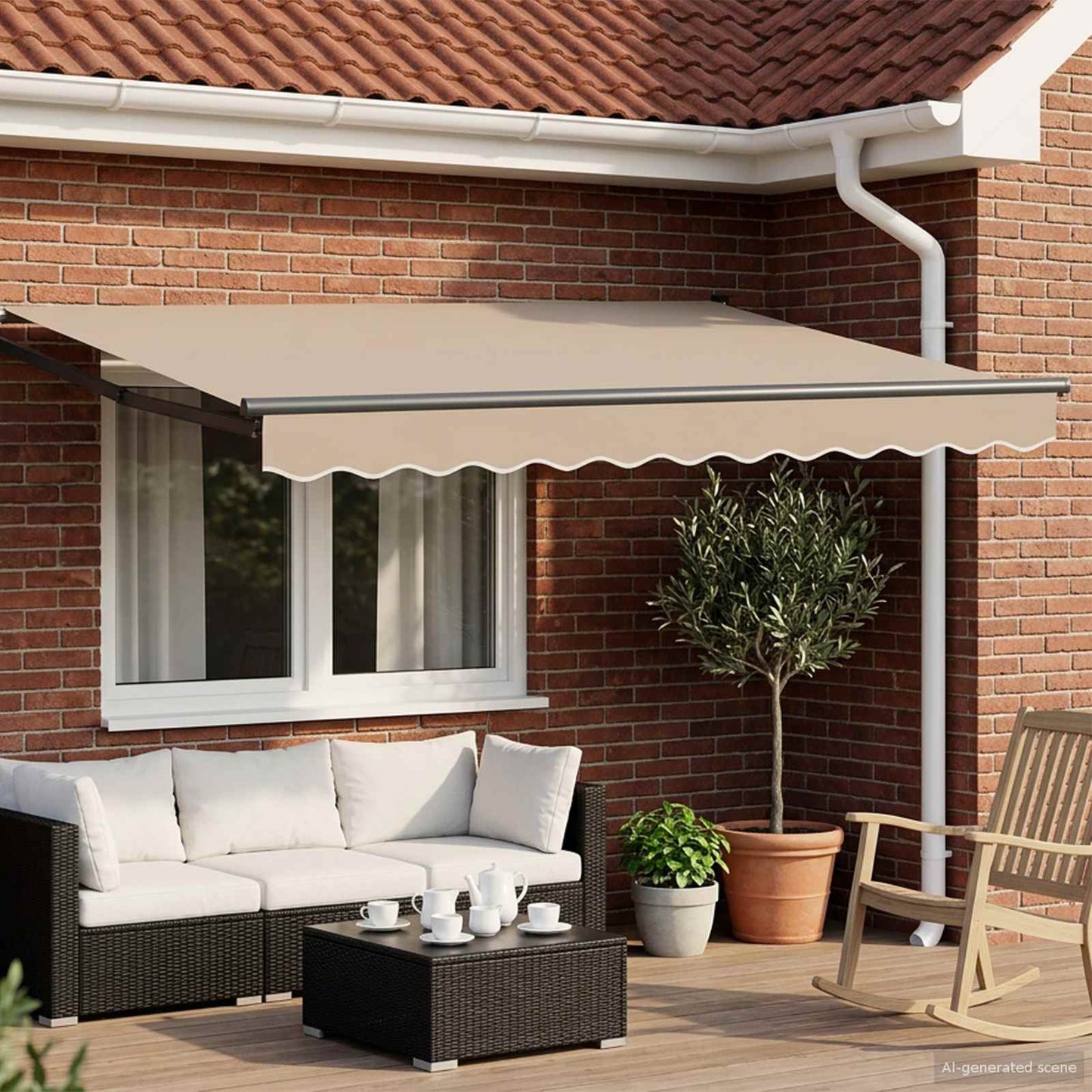 Electric Retractable Awning Beige and Anthracite 3.5 x 2.5 m
