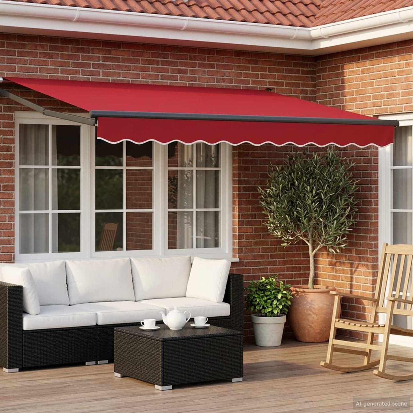 Electric Retractable Awning Red and Anthracite 3.5 x 2.5 m