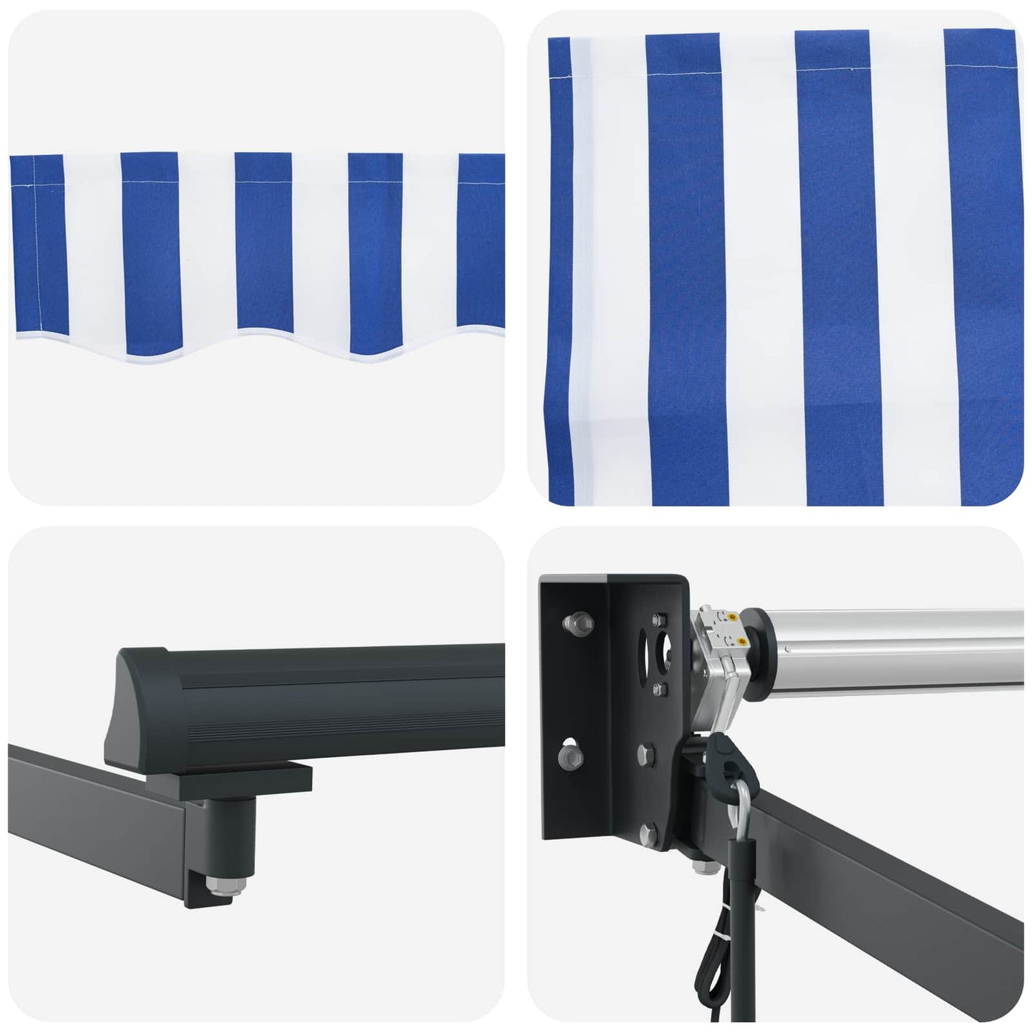 Electric Retractable Awning Blue, White and Anthracite 4 x 3 m