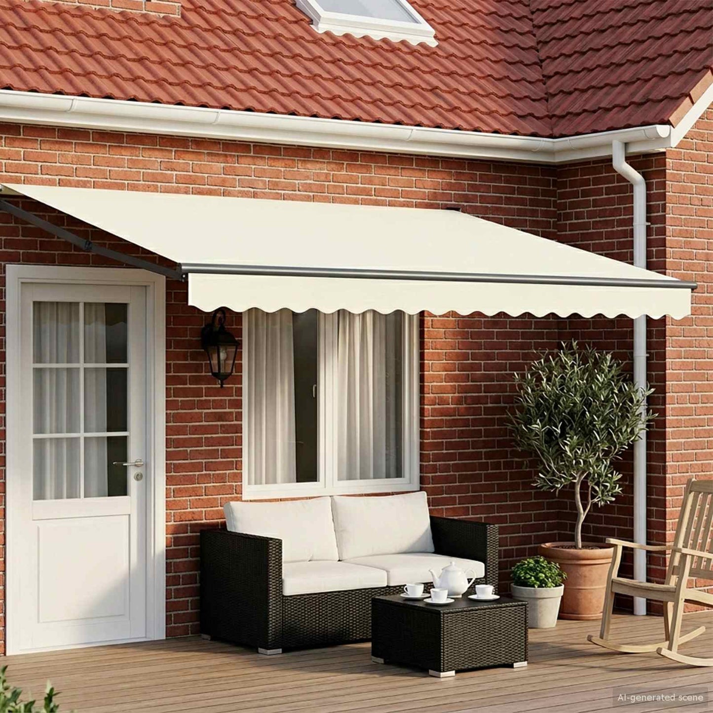 Electric Retractable Awning Cream and Anthracite 4 x 3 m