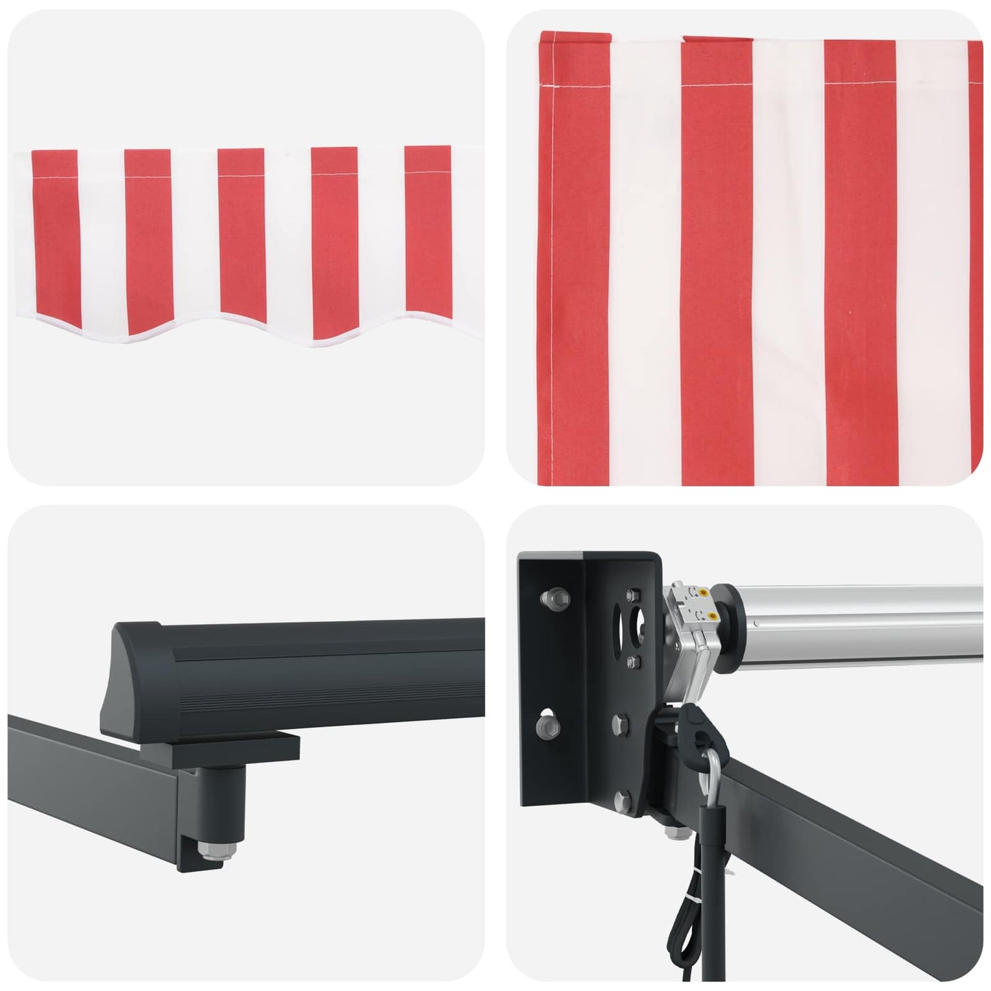 Electric Retractable Awning Red, White and Anthracite 4 x 3 m