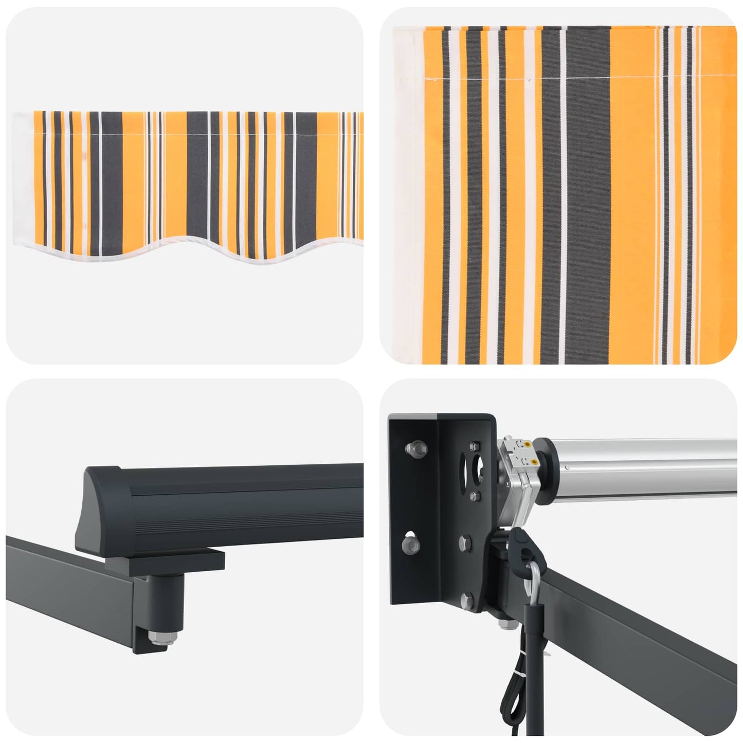 Electric Retractable Awning Yellow, Grey and Anthracite 4 x 3 m