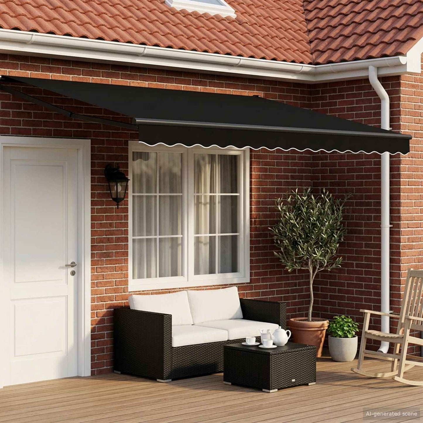Electric Retractable Awning Black and Anthracite 4 x 3 m