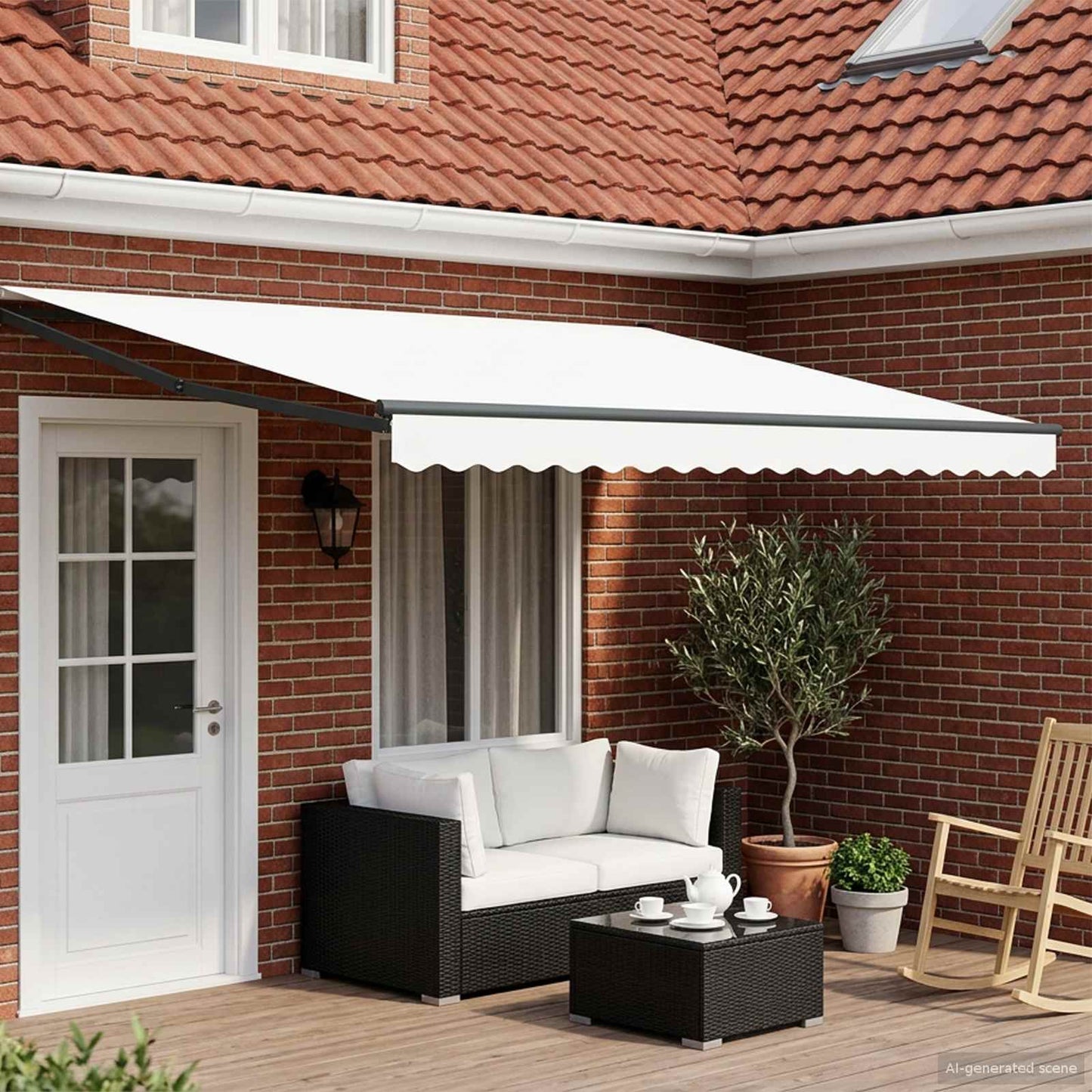 Electric Retractable Awning White and Anthracite 4 x 3 m