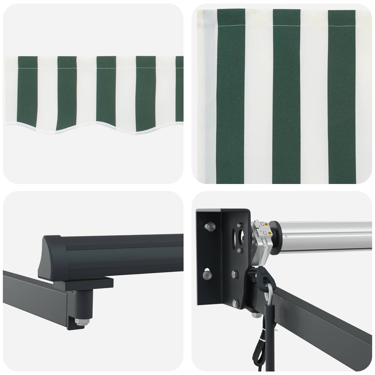 Electric Retractable Awning Green, White and Anthracite 4 x 3 m