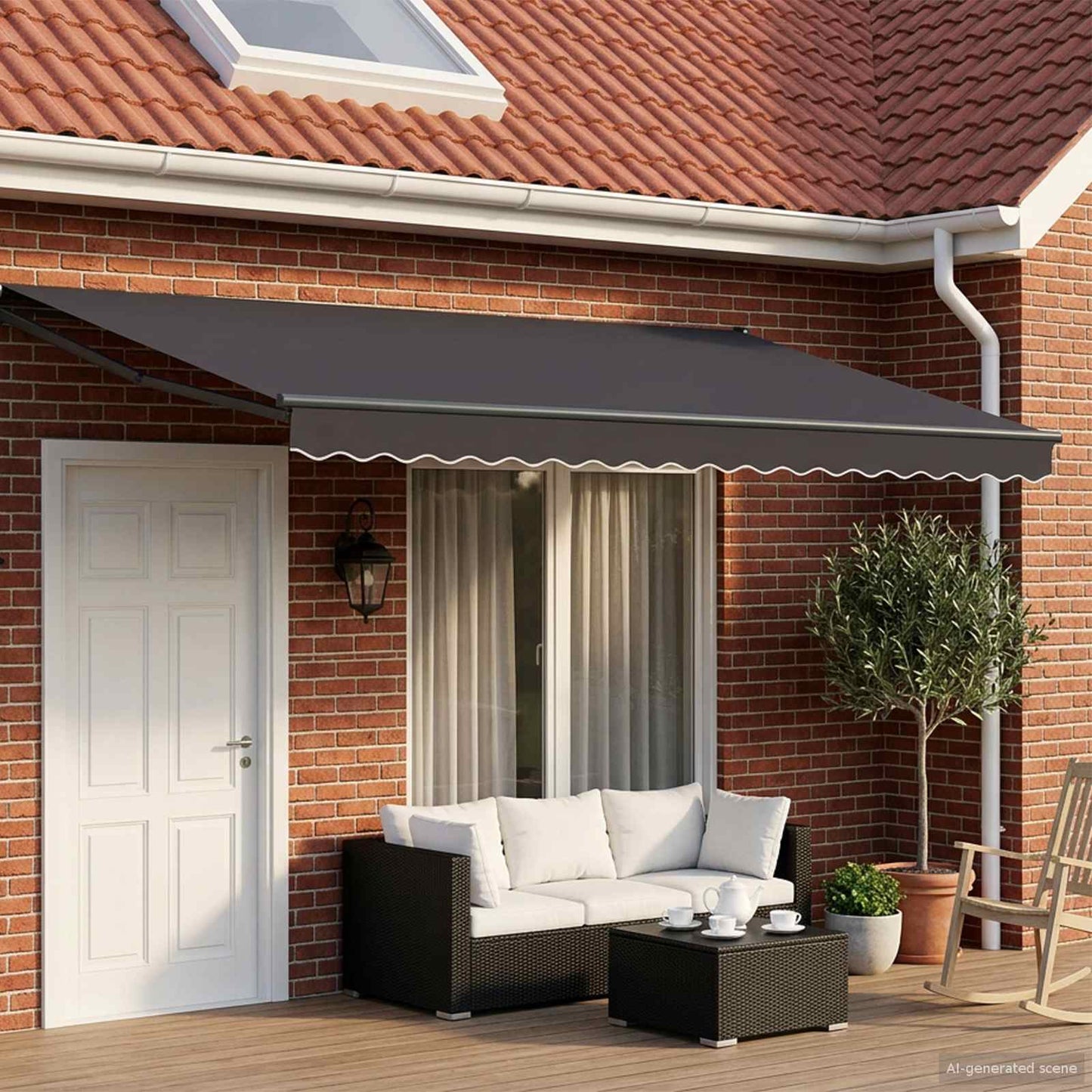 Electric Retractable Awning Anthracite 4.5 x 3 m