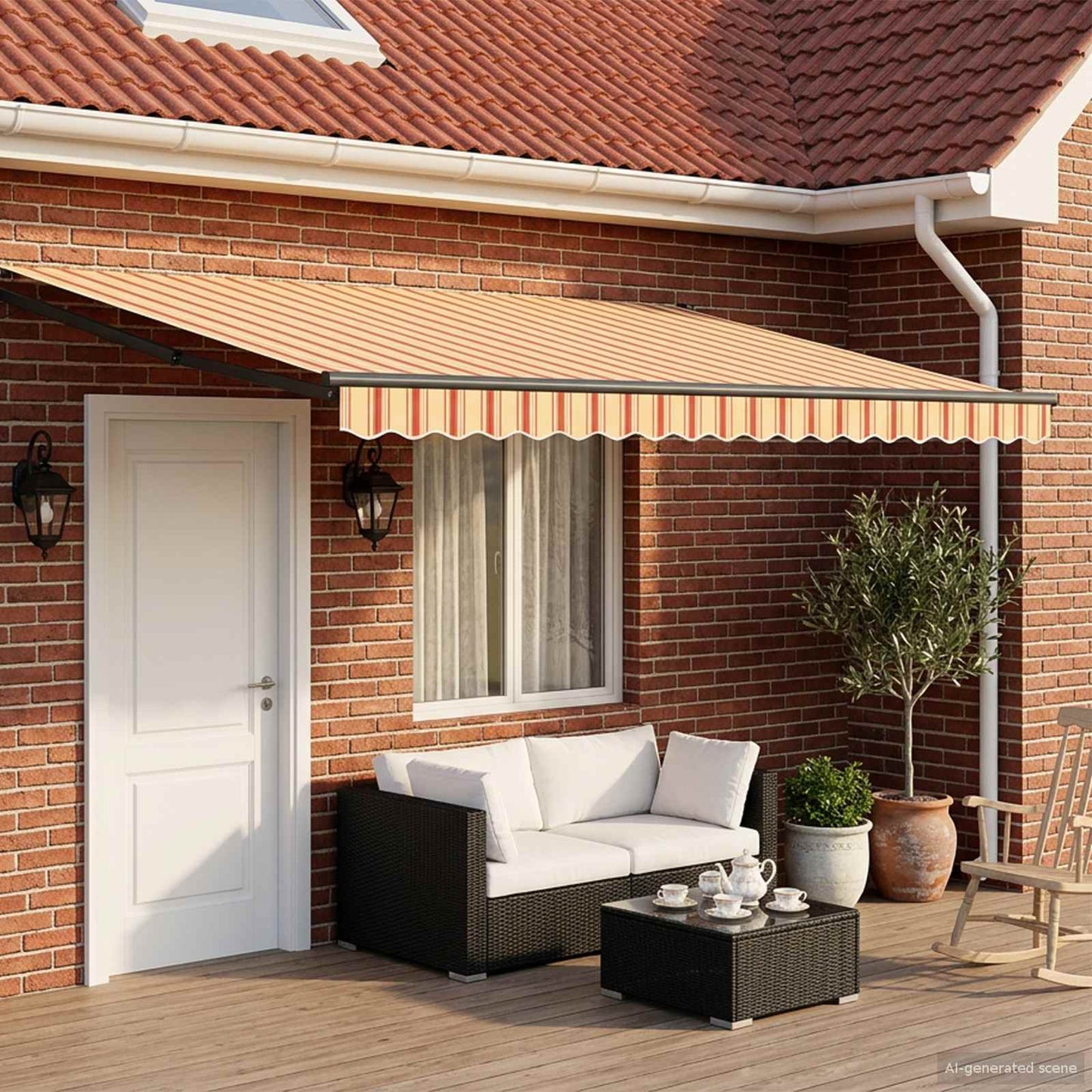 Electric Retractable Awning Multicolour 4.5 x 3 m