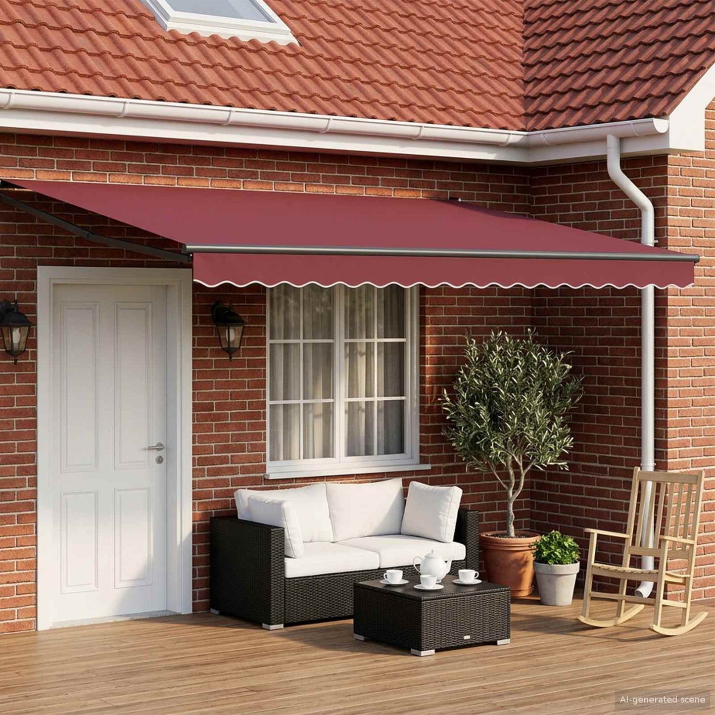 Electric Retractable Awning Burgundy and Anthracite 5 x 3 m