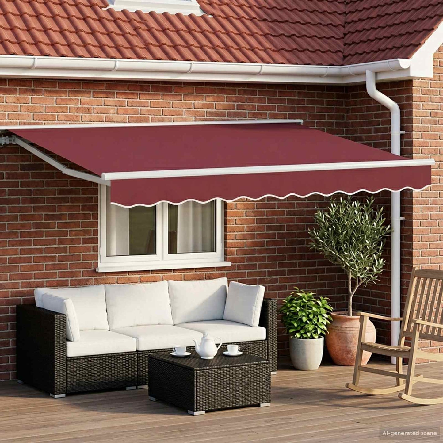 Manual Retractable Awning Burgundy 3 x 2.5 m