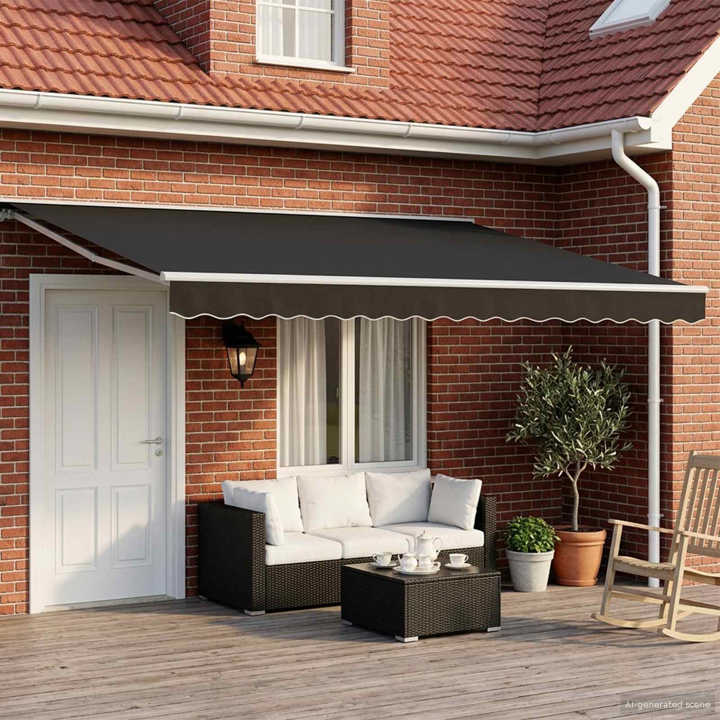 Manual Retractable Awning Black 4 x 3 m