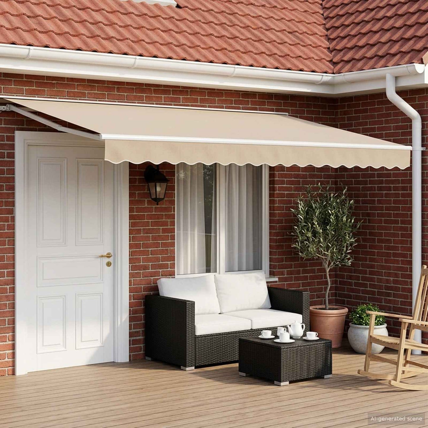 Manual Retractable Awning Beige 4 x 3.5 m