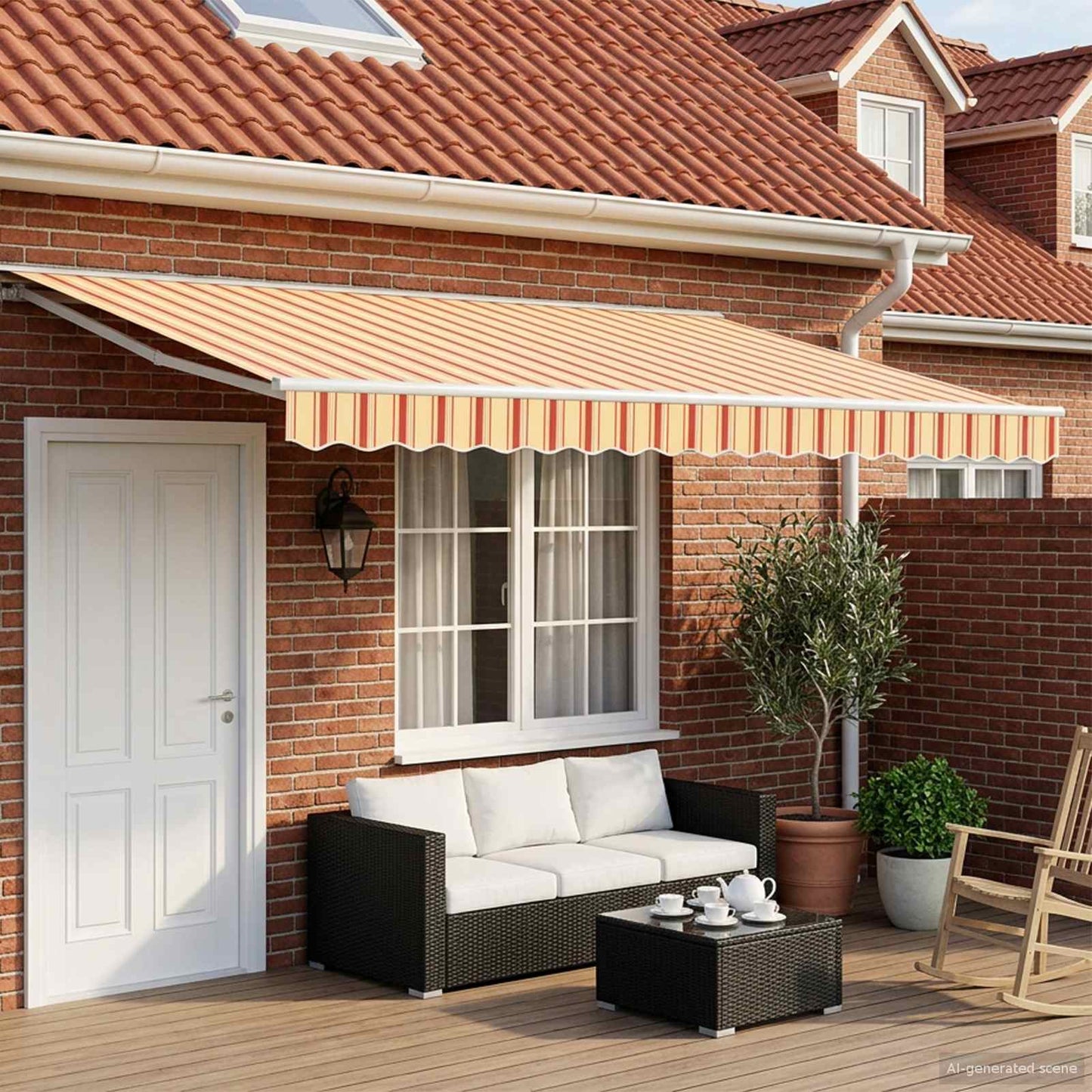 Manual Retractable Awning Yellow and Orange 4.5 x 3 m