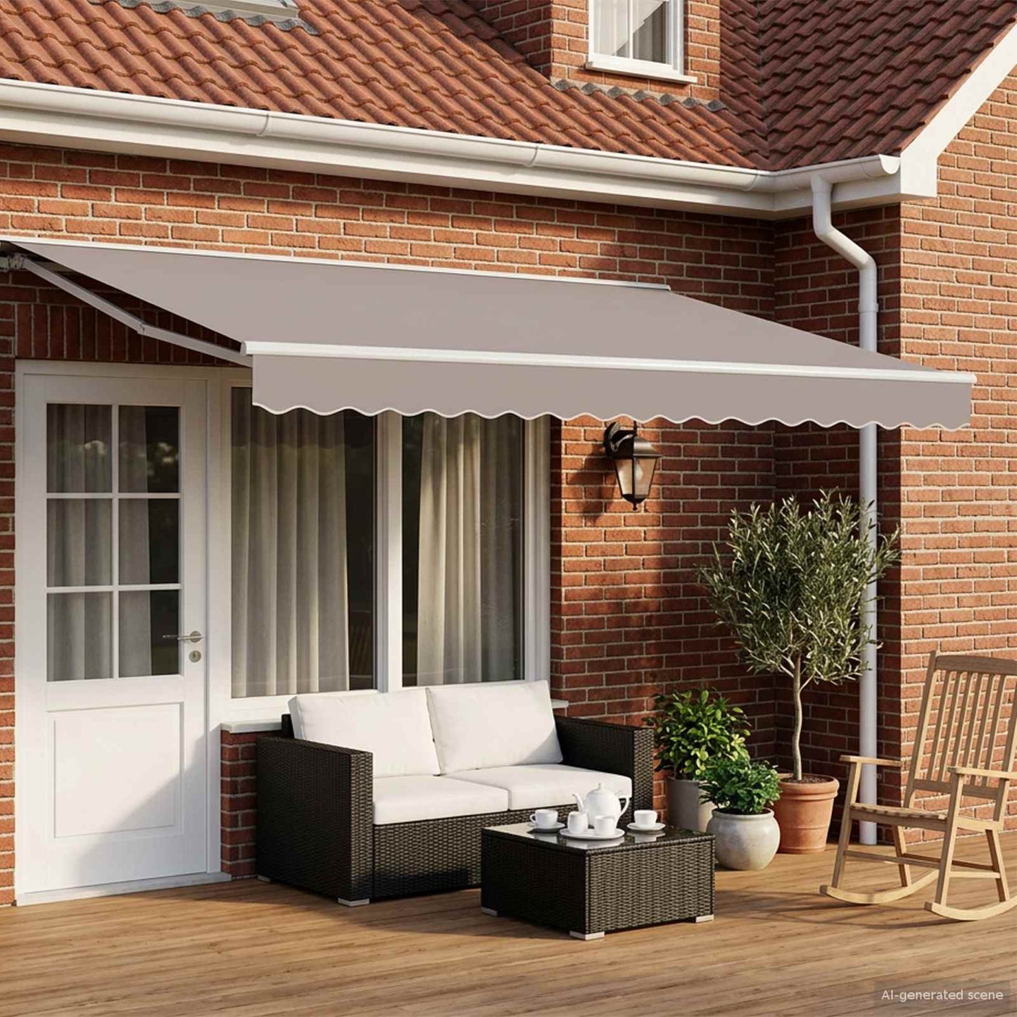 Manual Retractable Awning Light Grey 4.5 x 3.5 m