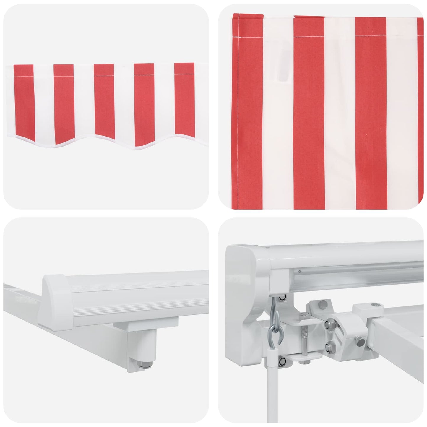 Manual Retractable Awning Red and White 5 x 3 m