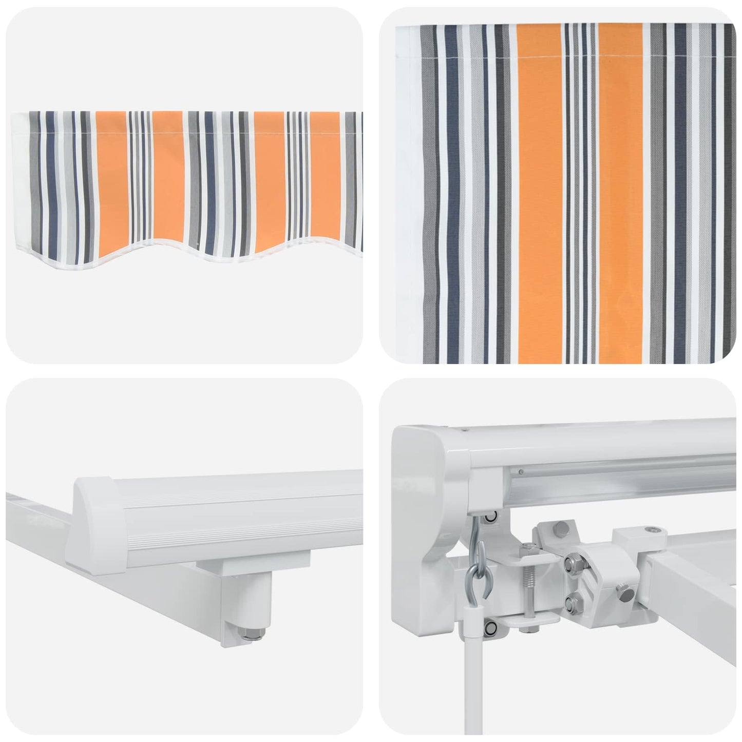 Manual Retractable Awning Orange, Grey, Blue and White 5 x 3 m