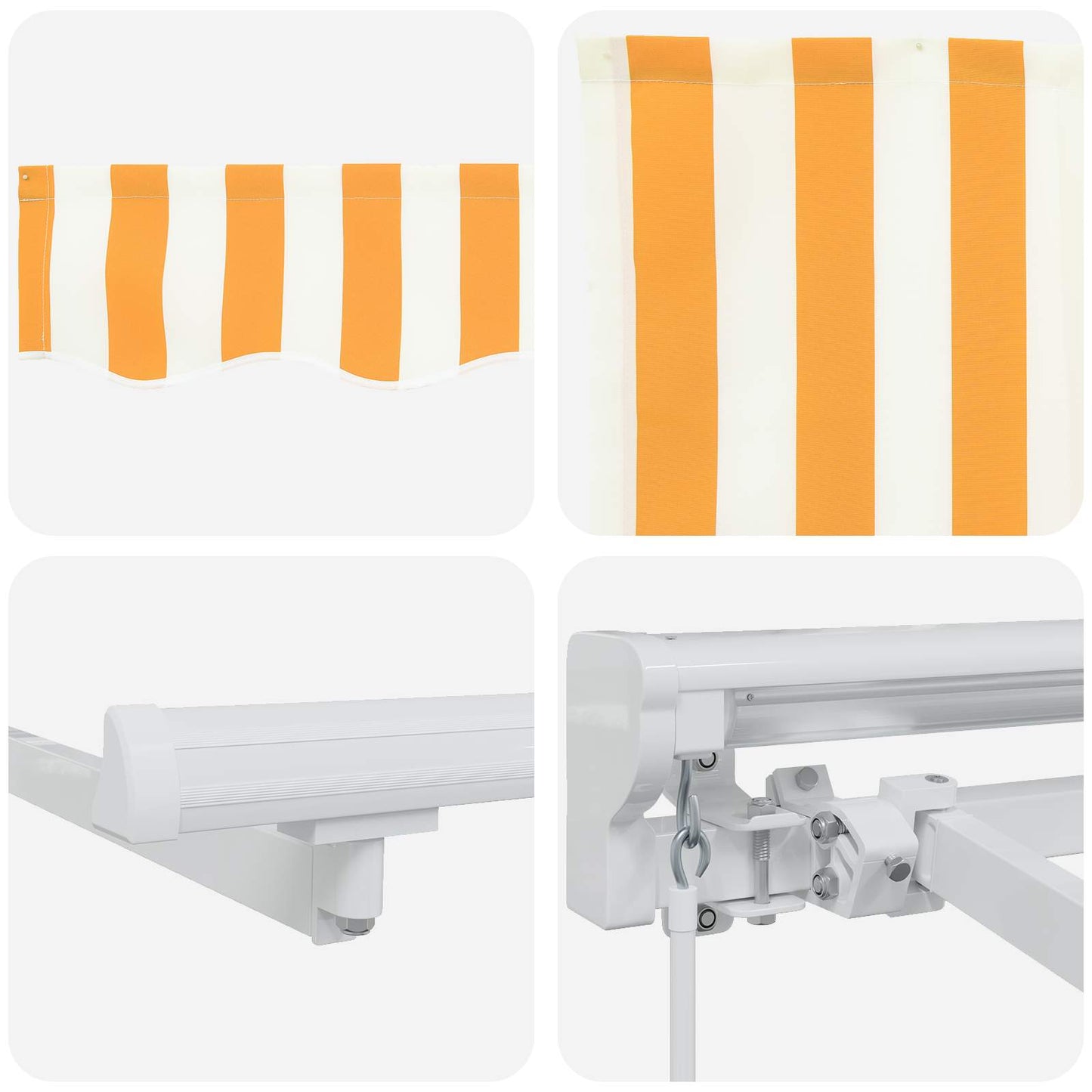 Manual Retractable Awning Yellow and White 5 x 3.5 m