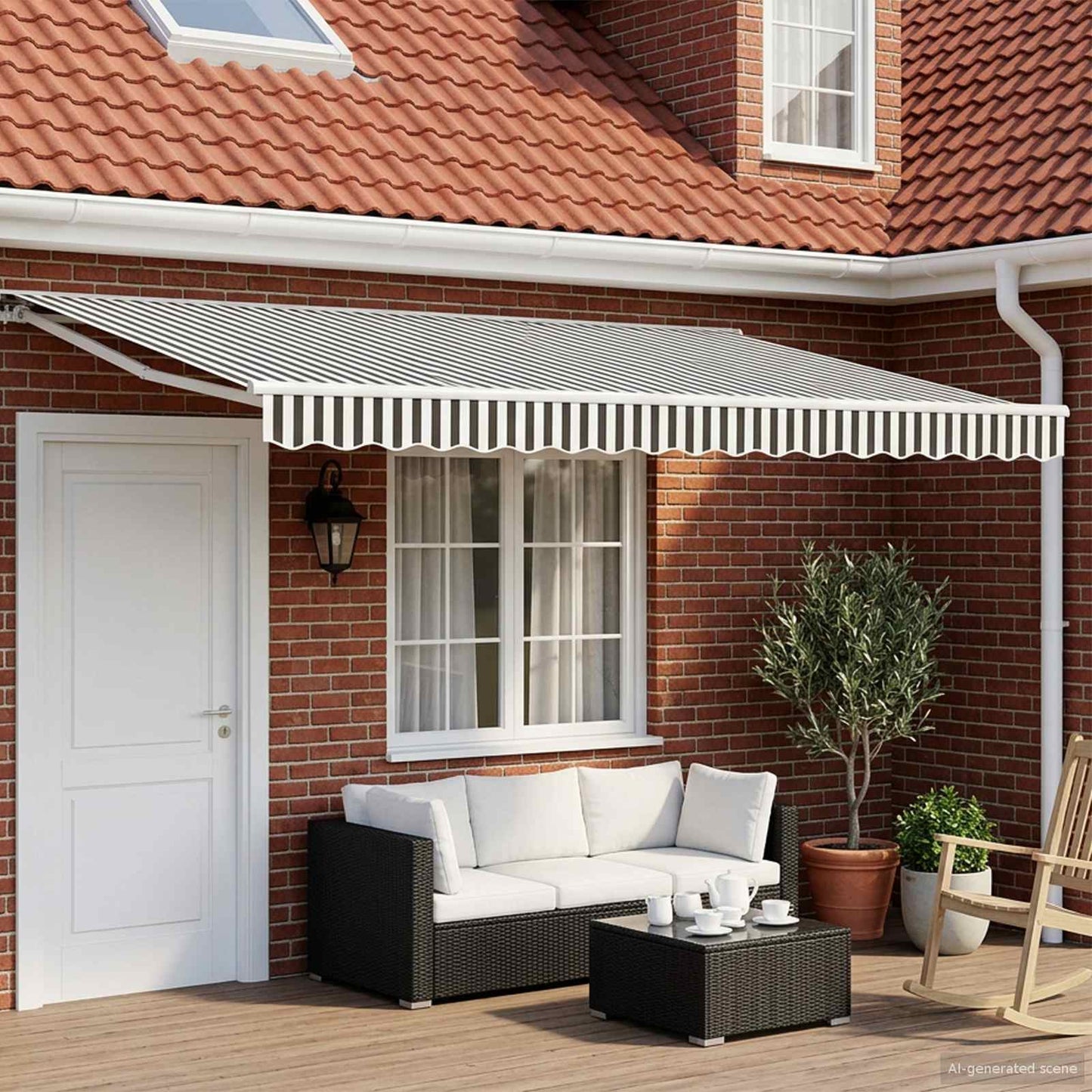 Manual Retractable Awning Anthracite and White 5 x 3.5 m