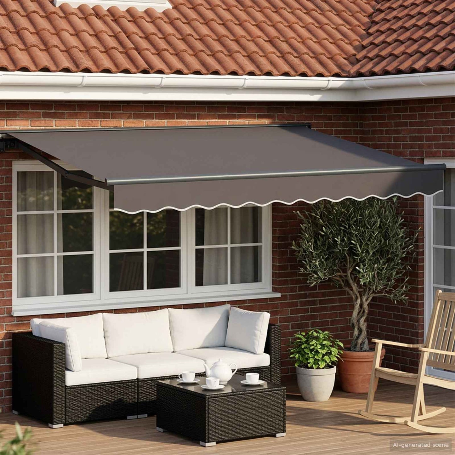 Manual Retractable Awning Anthracite 3 x 2 m