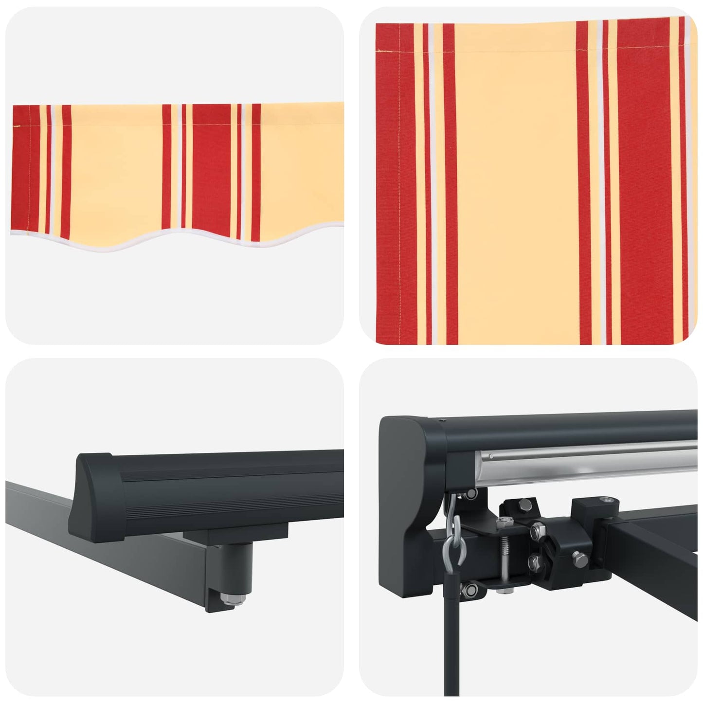 Manual Retractable Awning Yellow, Orange and White 3.5 x 2 m