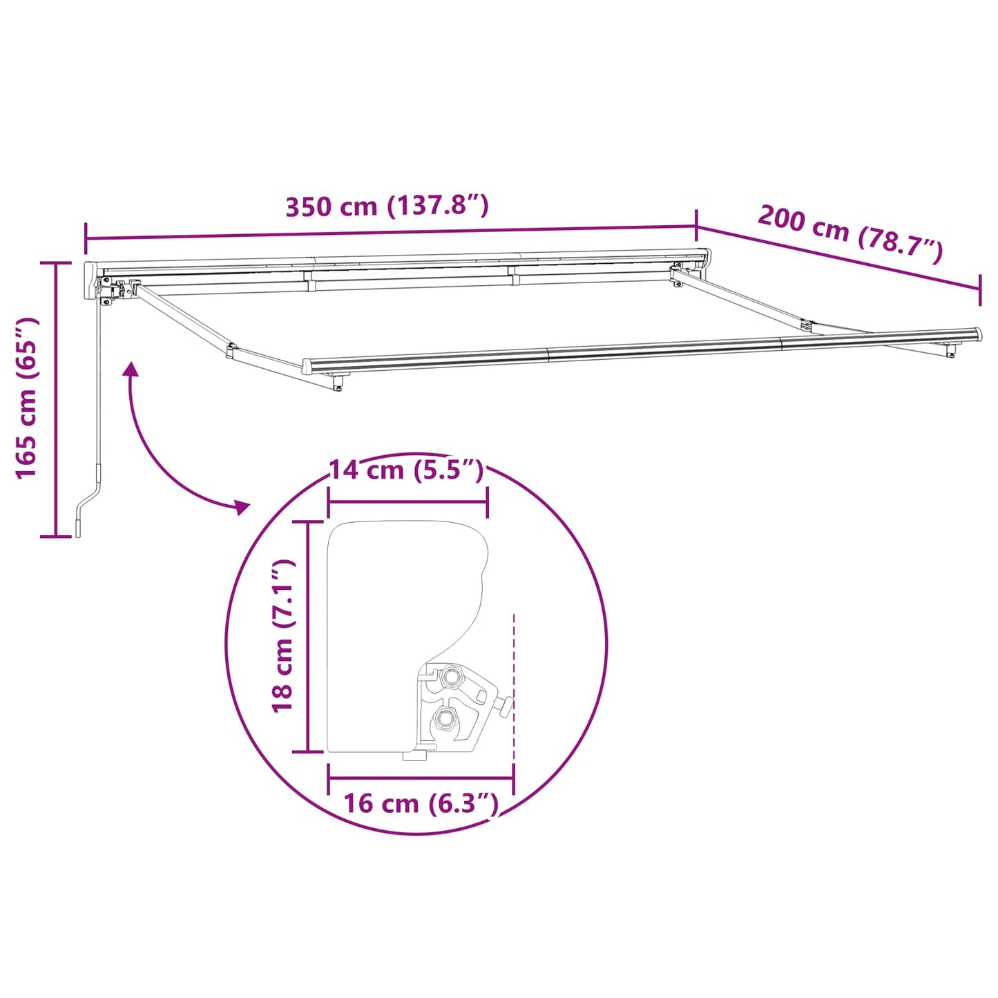Manual Retractable Awning Beige 3.5 x 2 m