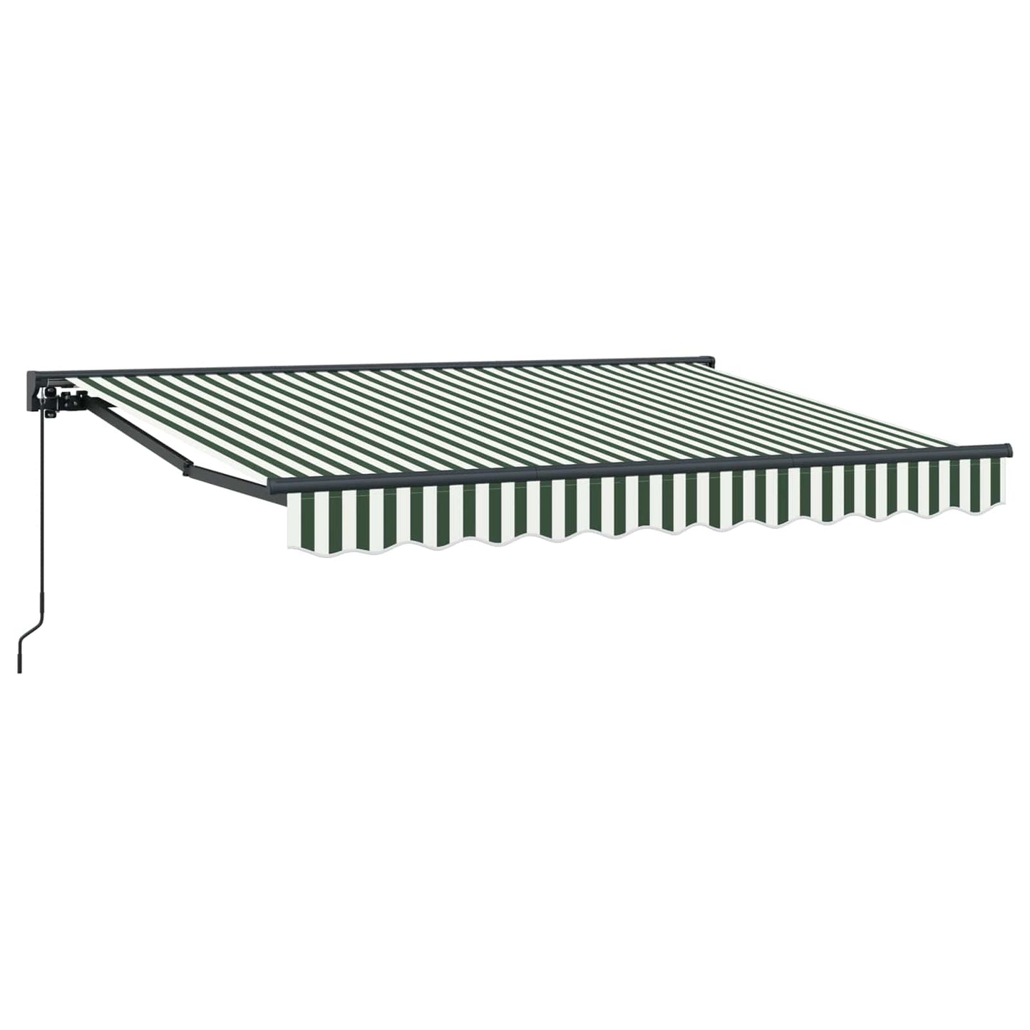 Manual Retractable Awning Green and White 3.5 x 2 m