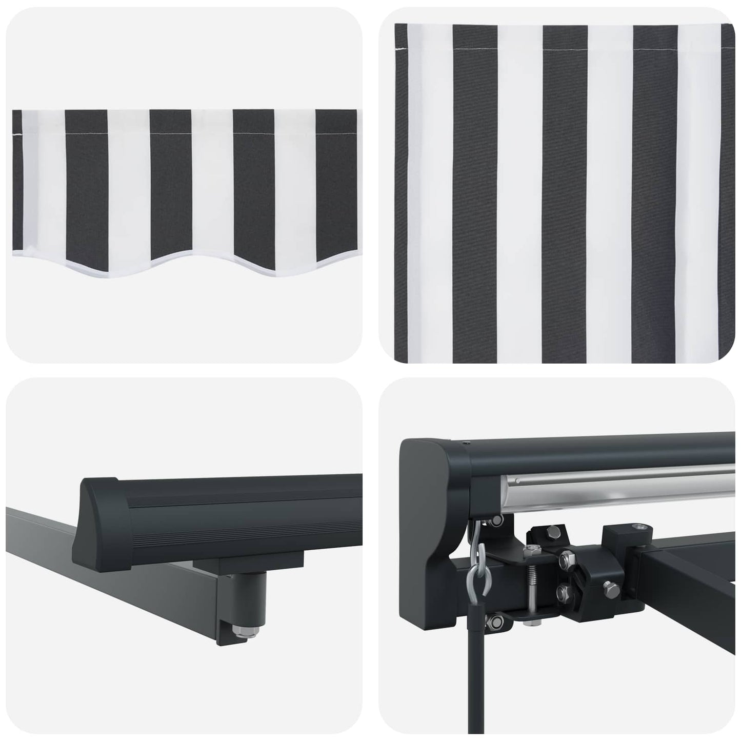 Manual Retractable Awning Anthracite and White 4 x 2 m