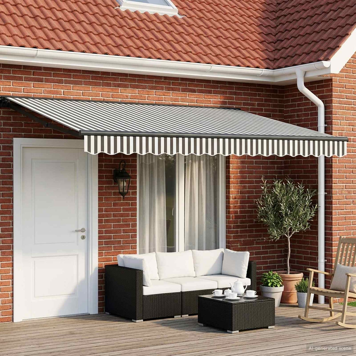 Manual Retractable Awning Anthracite and White 4 x 2 m