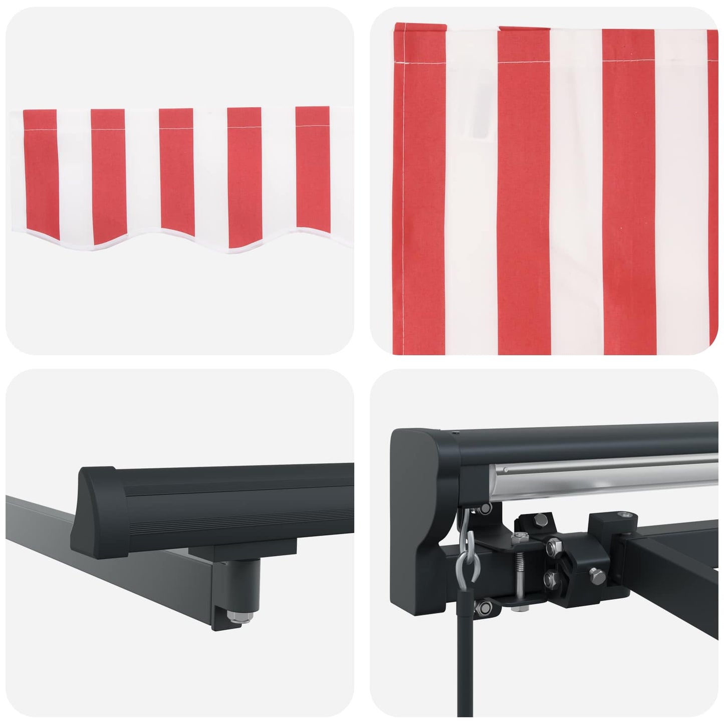 Manual Retractable Awning Red and White 4 x 3.5 m