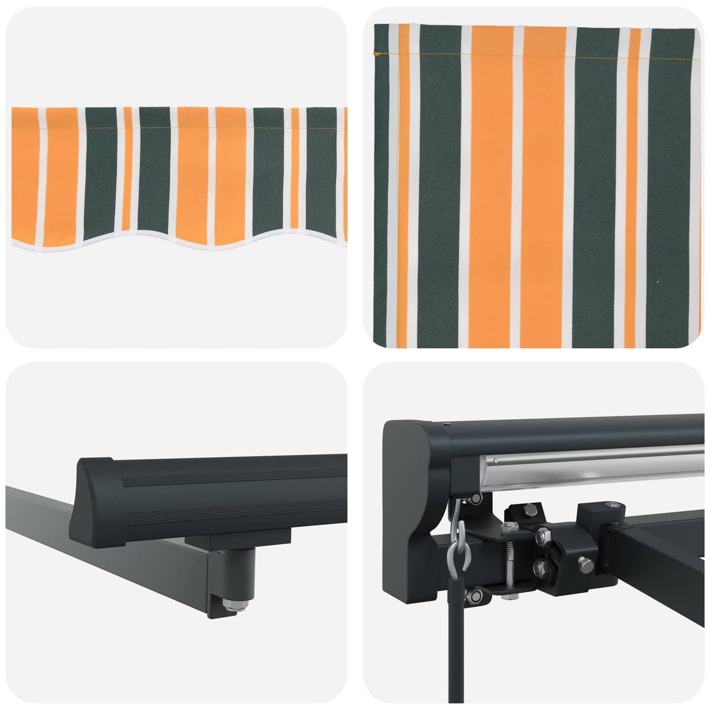 Manual Retractable Awning Green and Yellow 5 x 3.5 m