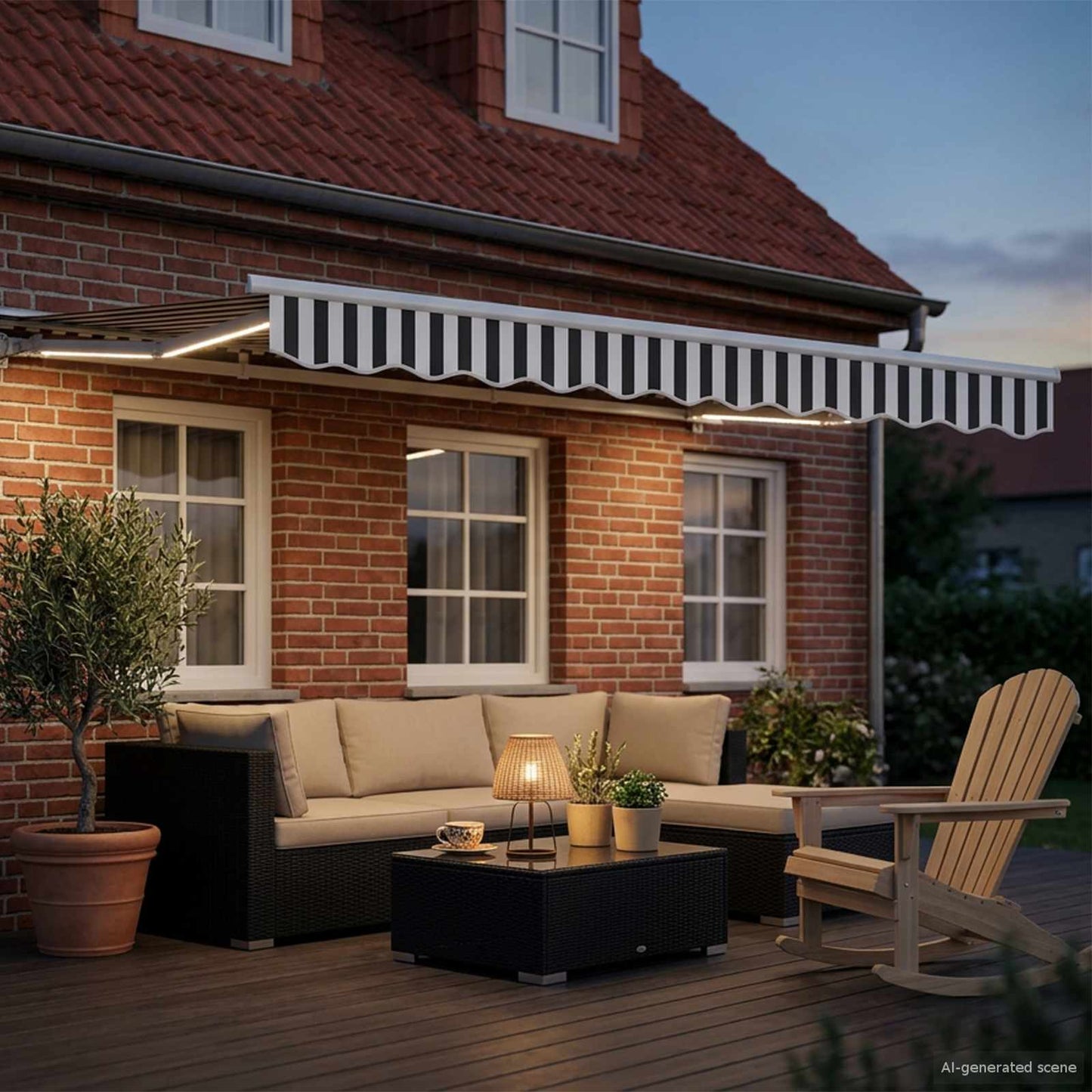 Manual Awning Frame with LEDs Anthracite and White 2.5 x 2 m