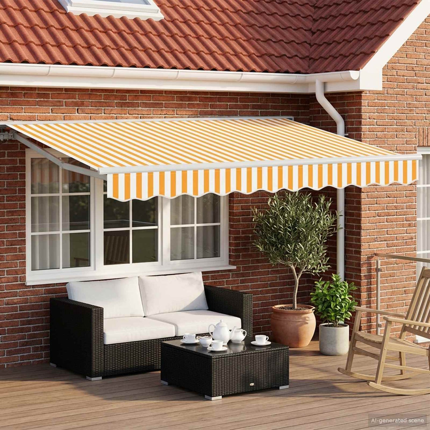 Yellow and White 3 x 2 m Polyester with PU coating