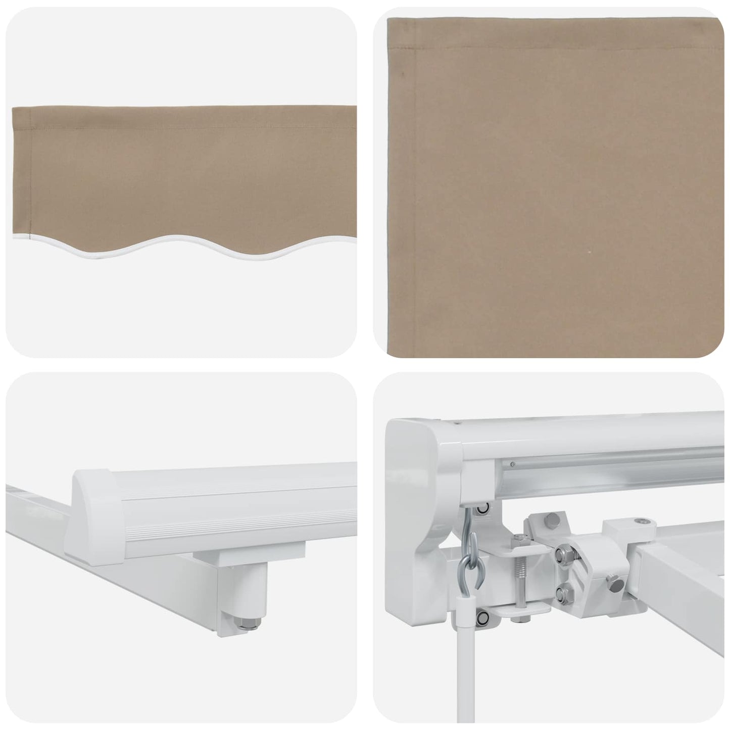 Beige and White 3.5 x 2 m Polyester with PU coating