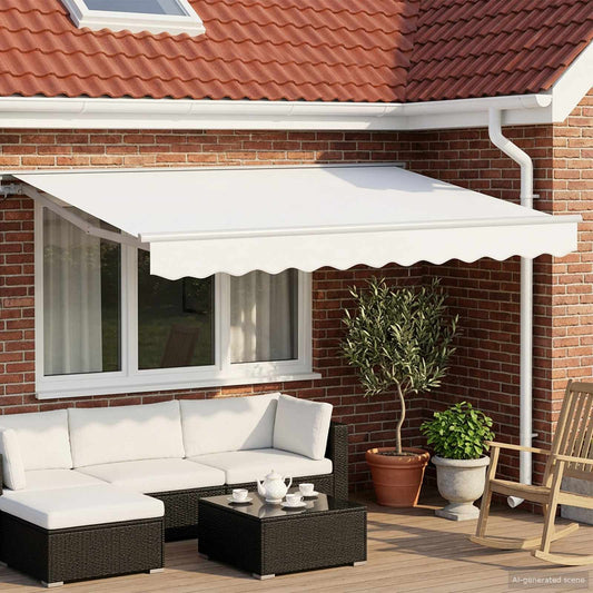 Manual Awning Frame with LEDs White 3.5 x 2 m