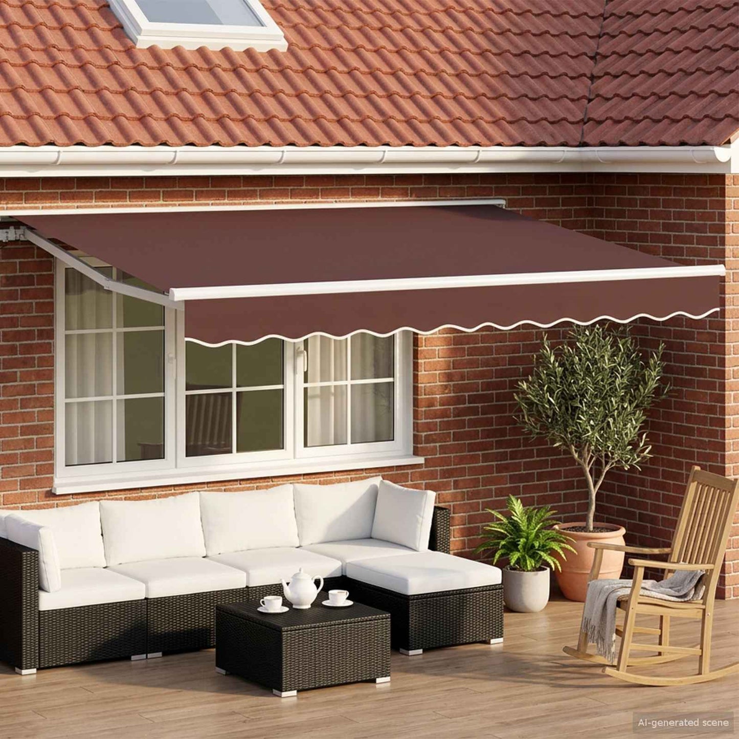 Brown and White 3.5 x 2.5 m Polyester with PU coating