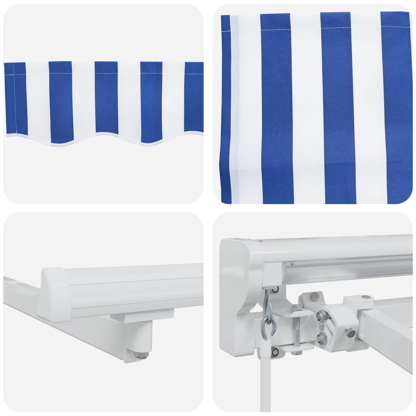 Manual Awning Frame with LEDs Blue and White 4.5 x 3.5 m