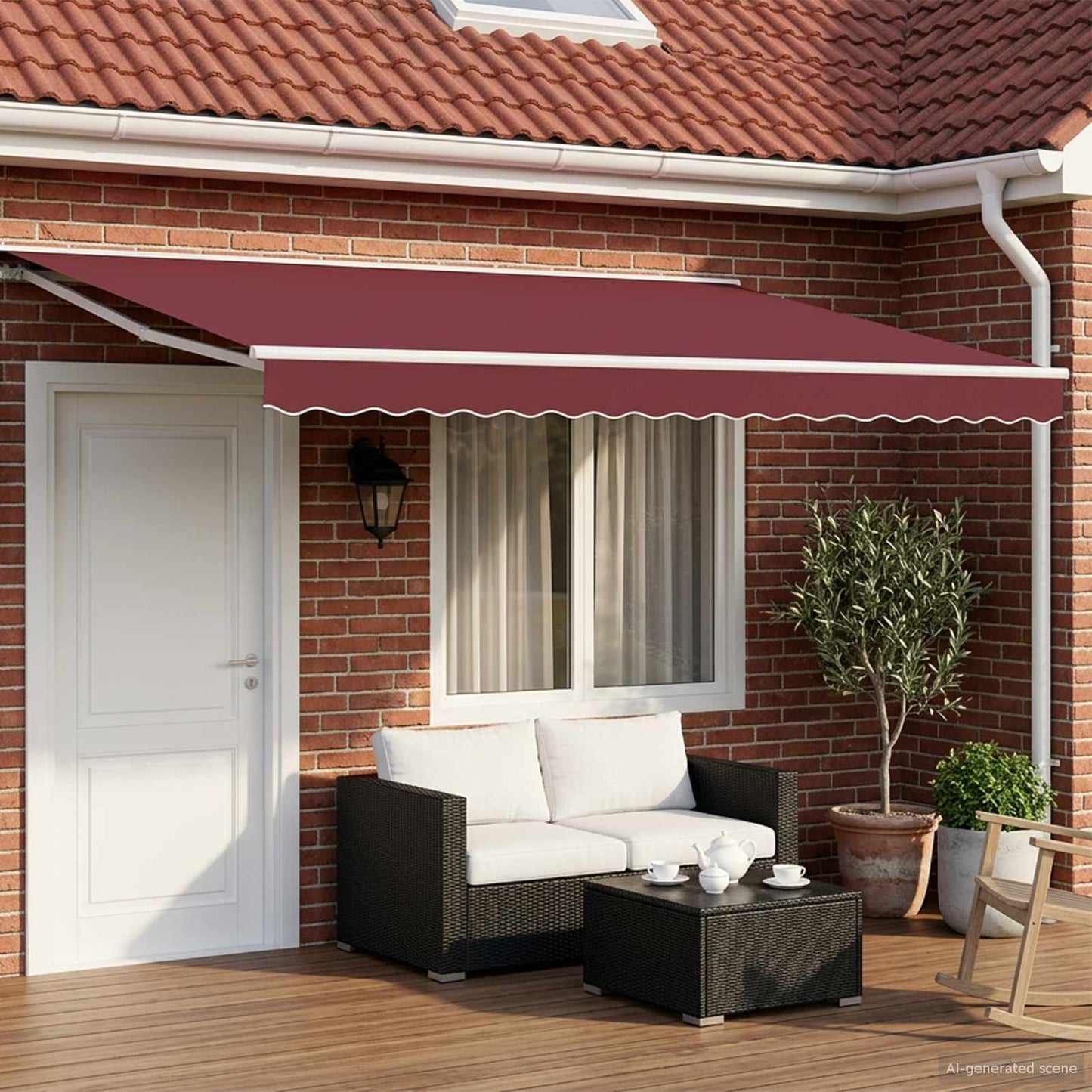 Burgundy and White 4.5 x 3.5 m Polyester with PU coating