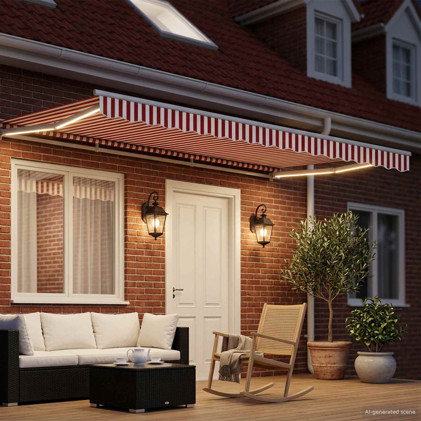 Red and White 4.5 x 3.5 m Polyester with PU coating