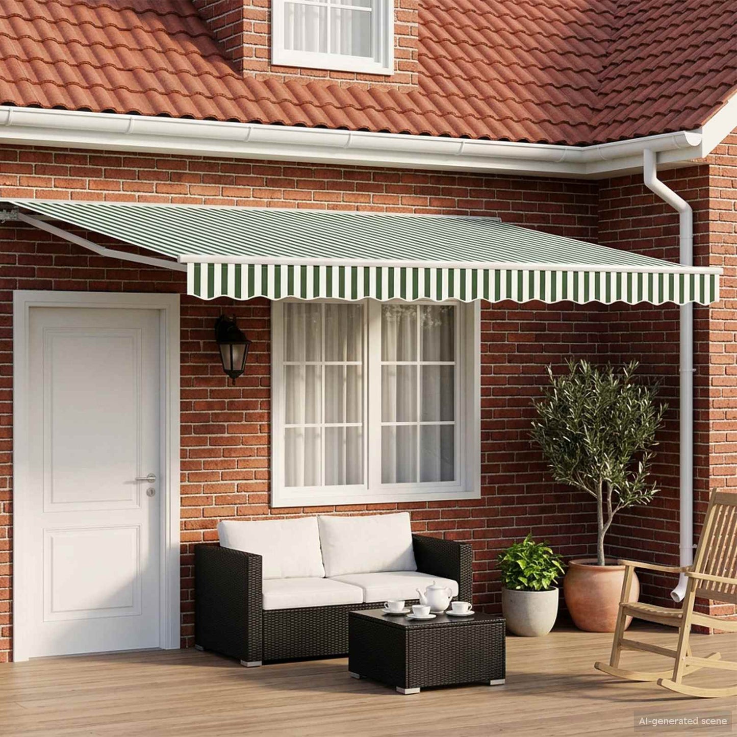 Green and White 4.5 x 3.5 m Polyester with PU coating