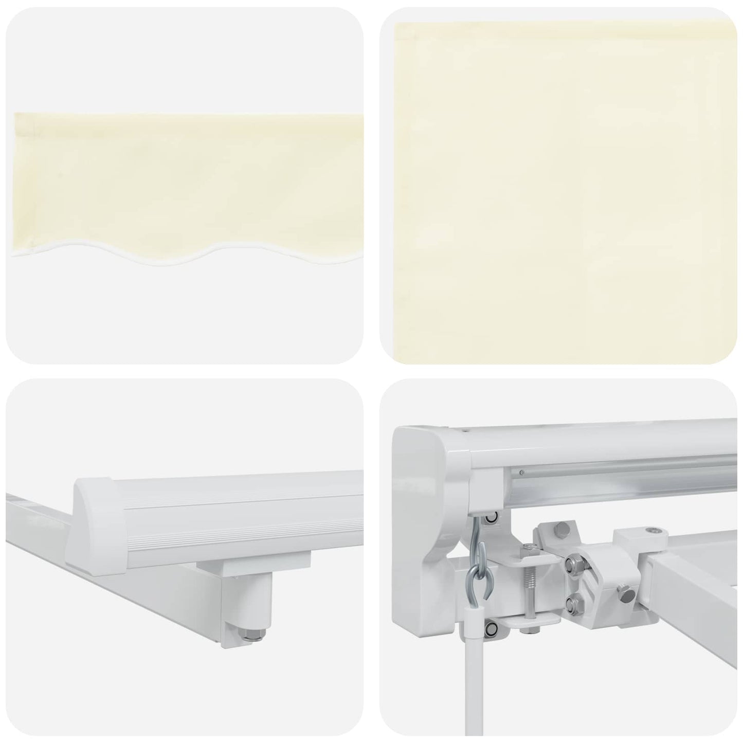 Manual Awning Frame with LEDs Cream and White 5 x 3 m