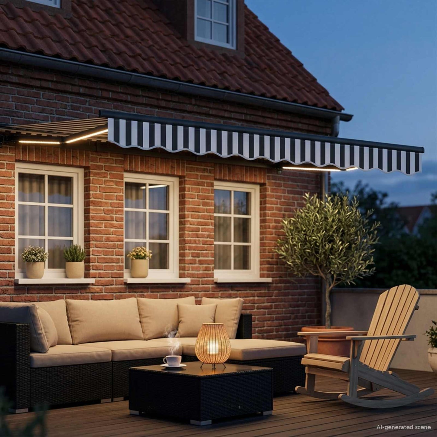 Manual Awning Frame with LEDs Anthracite and White 2.5 x 2 m