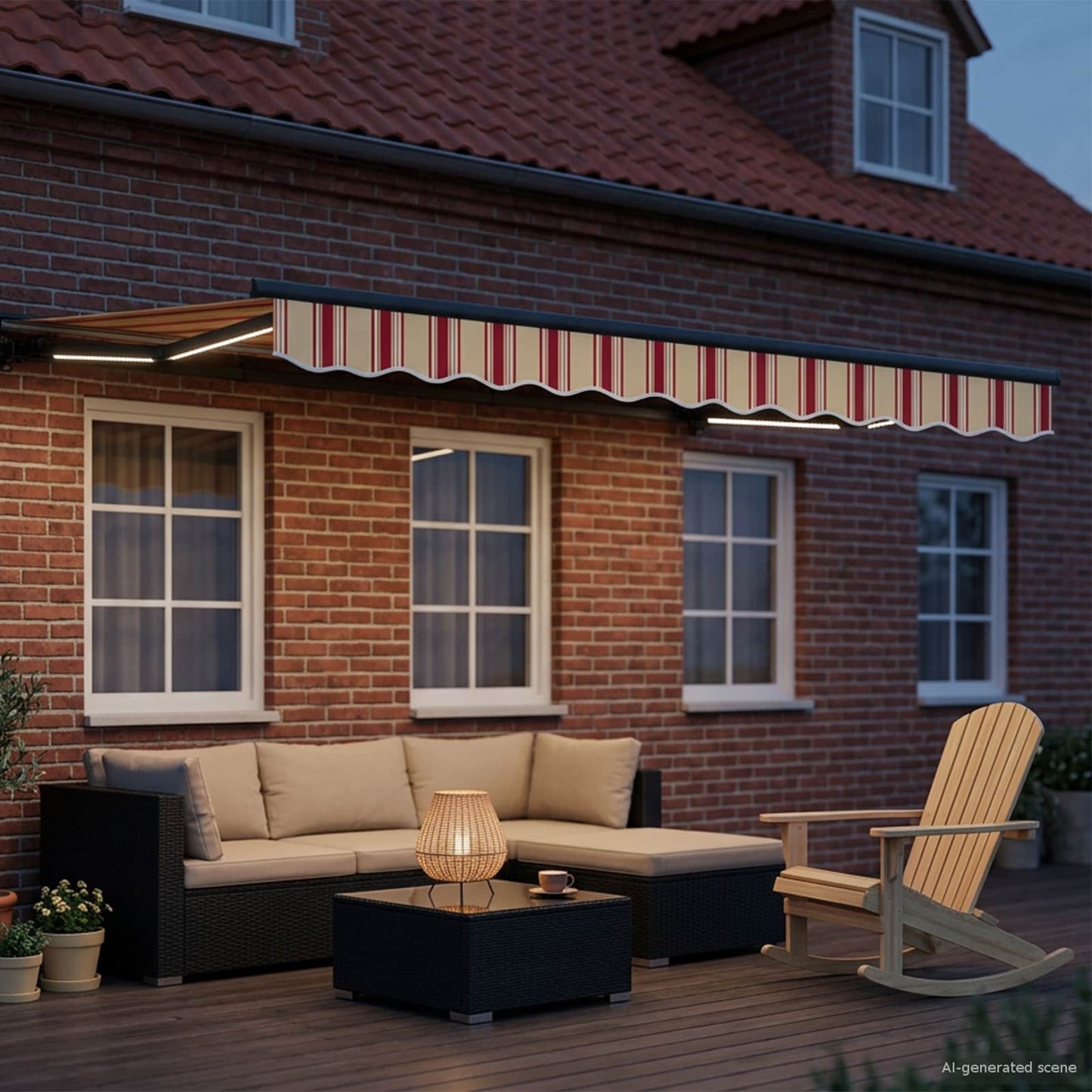 Manual Awning Frame with LEDs 3.5 x 2 m
