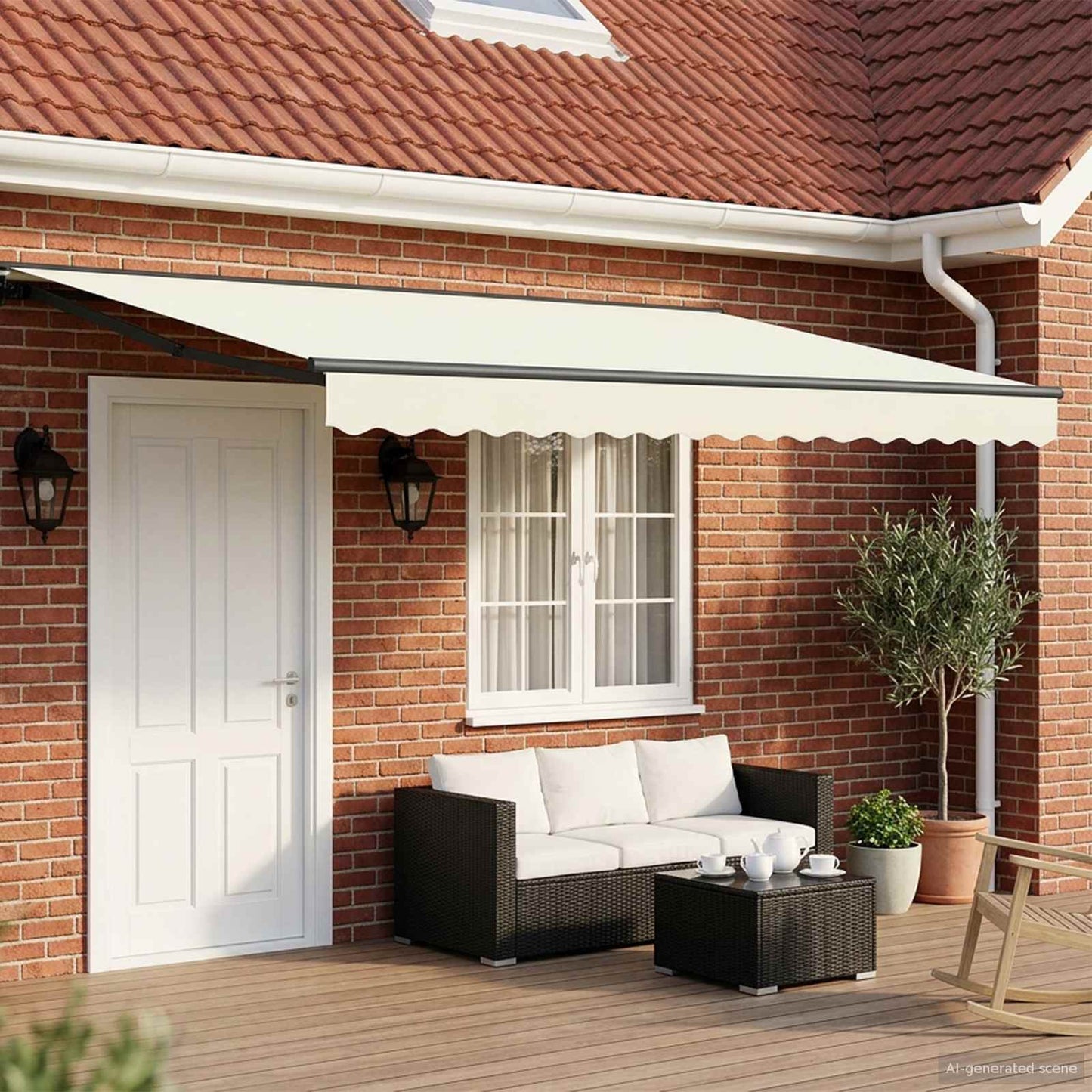 Cream and Anthracite 4 x 2 m Polyester with PU coating