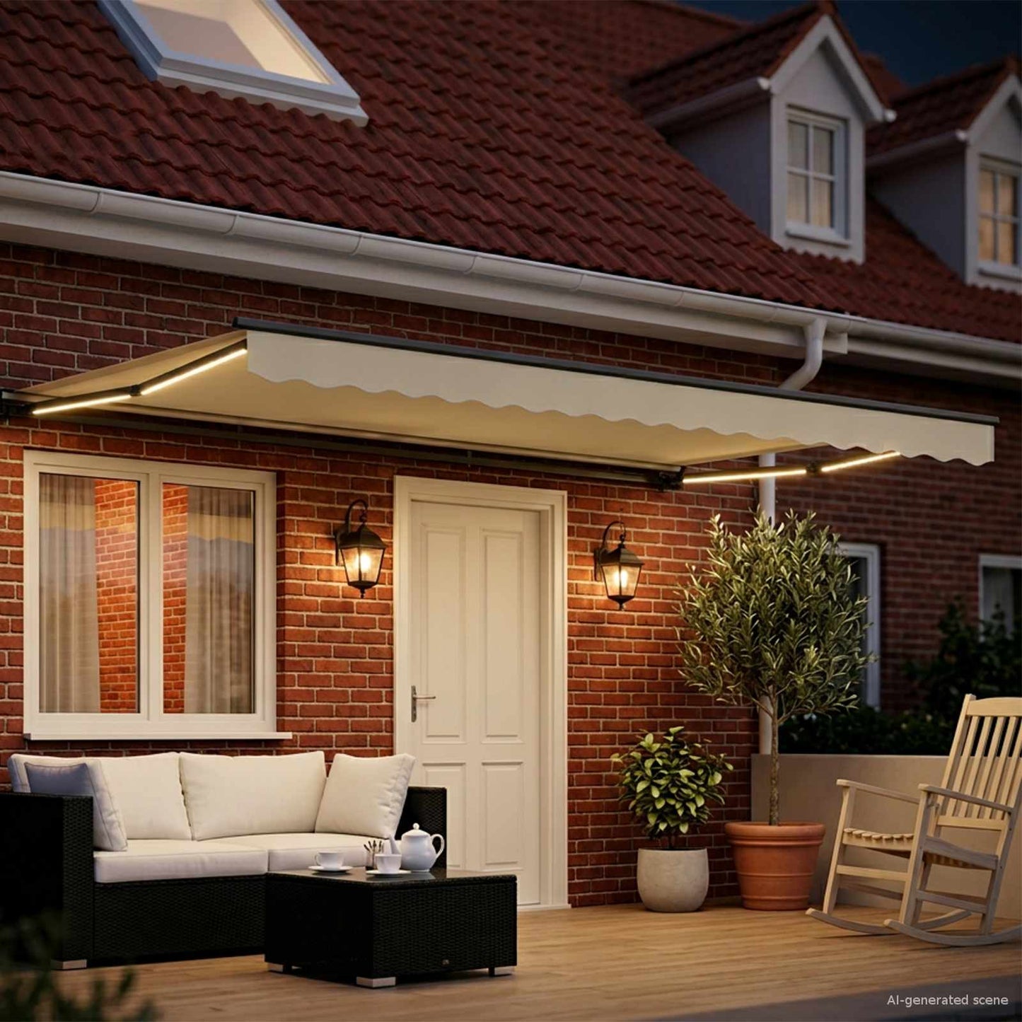 Cream and Anthracite 4 x 2 m Polyester with PU coating