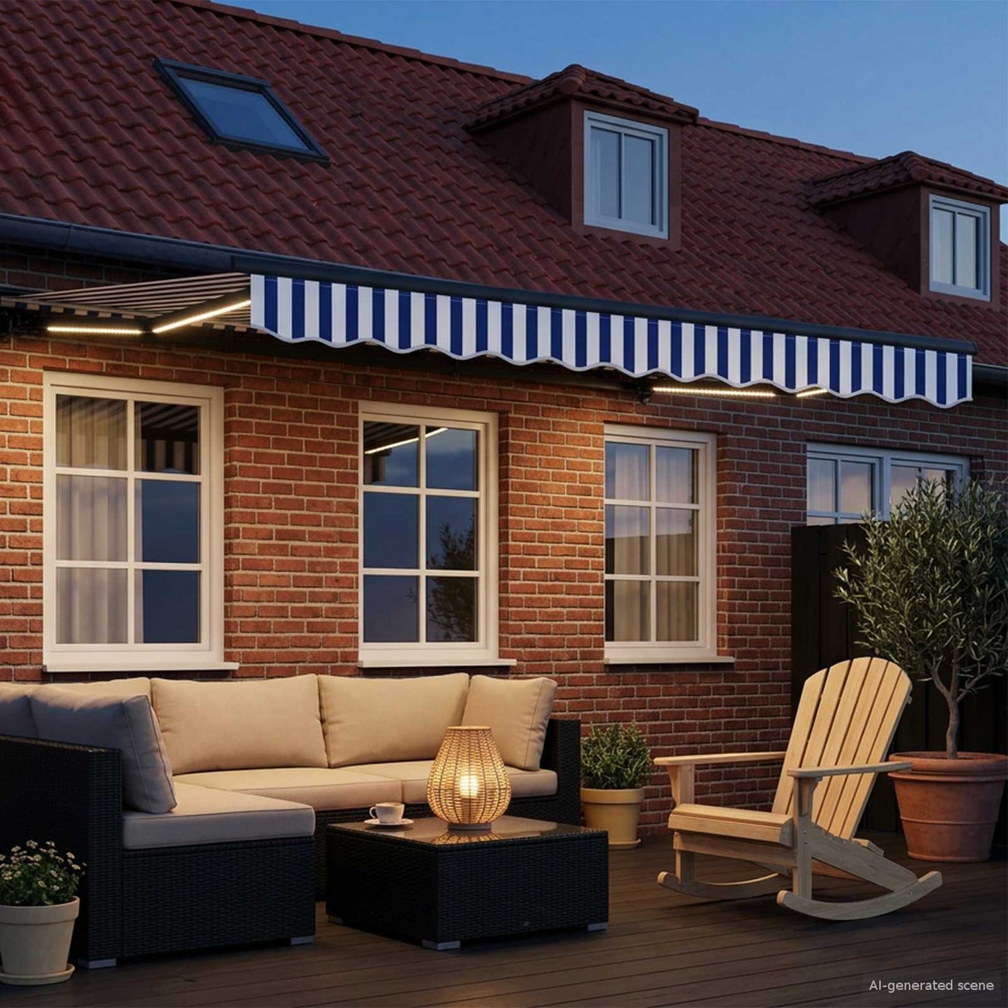 Manual Awning Frame with LEDs 3 x 2.5 m