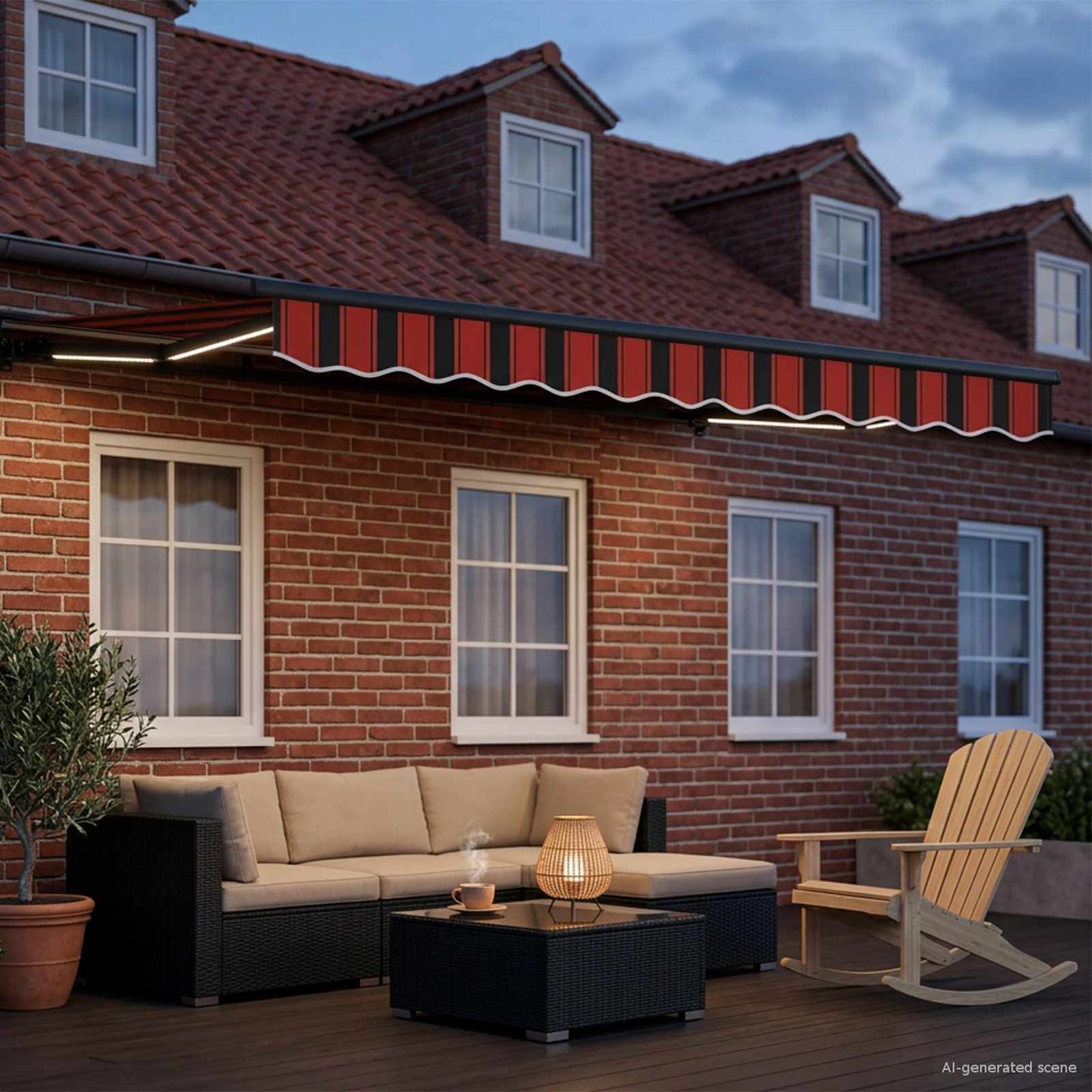 Manual Awning Frame with LEDs 3 x 2.5 m
