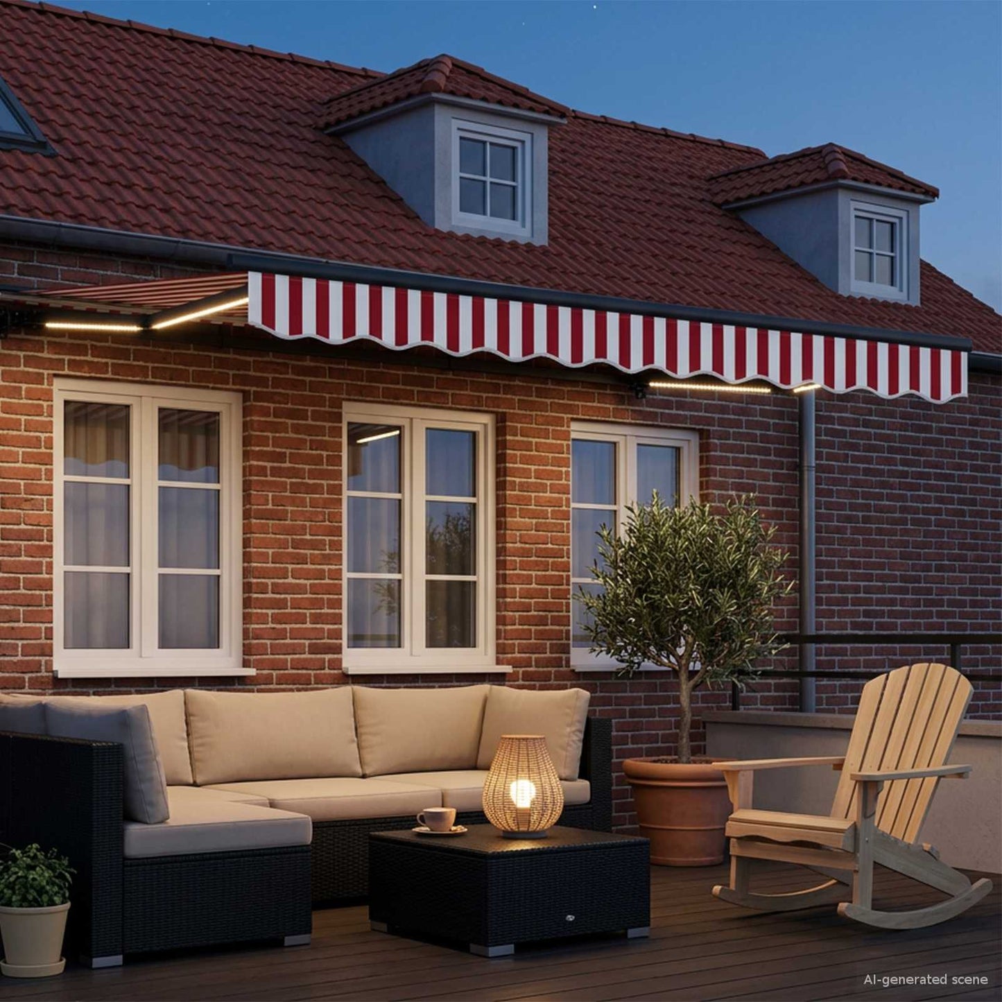 Manual Awning Frame with LEDs 3 x 2.5 m