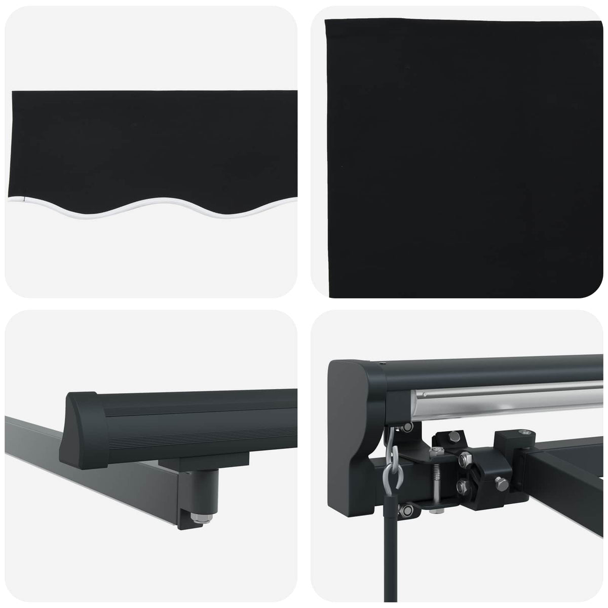 Manual Awning Frame with LEDs Black and Anthracite 3 x 2.5 m