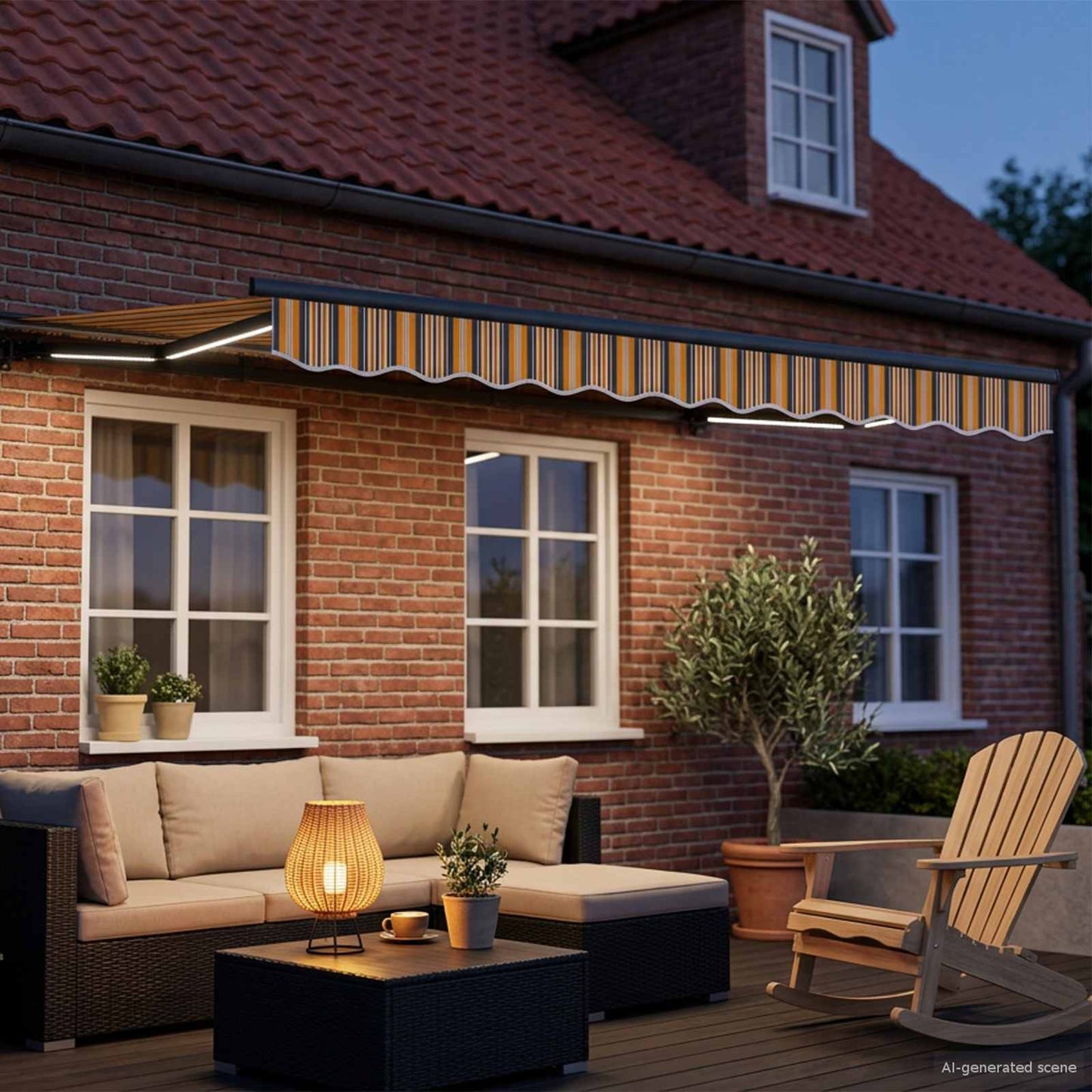 Manual Awning Frame with LEDs 3.5 x 2.5 m