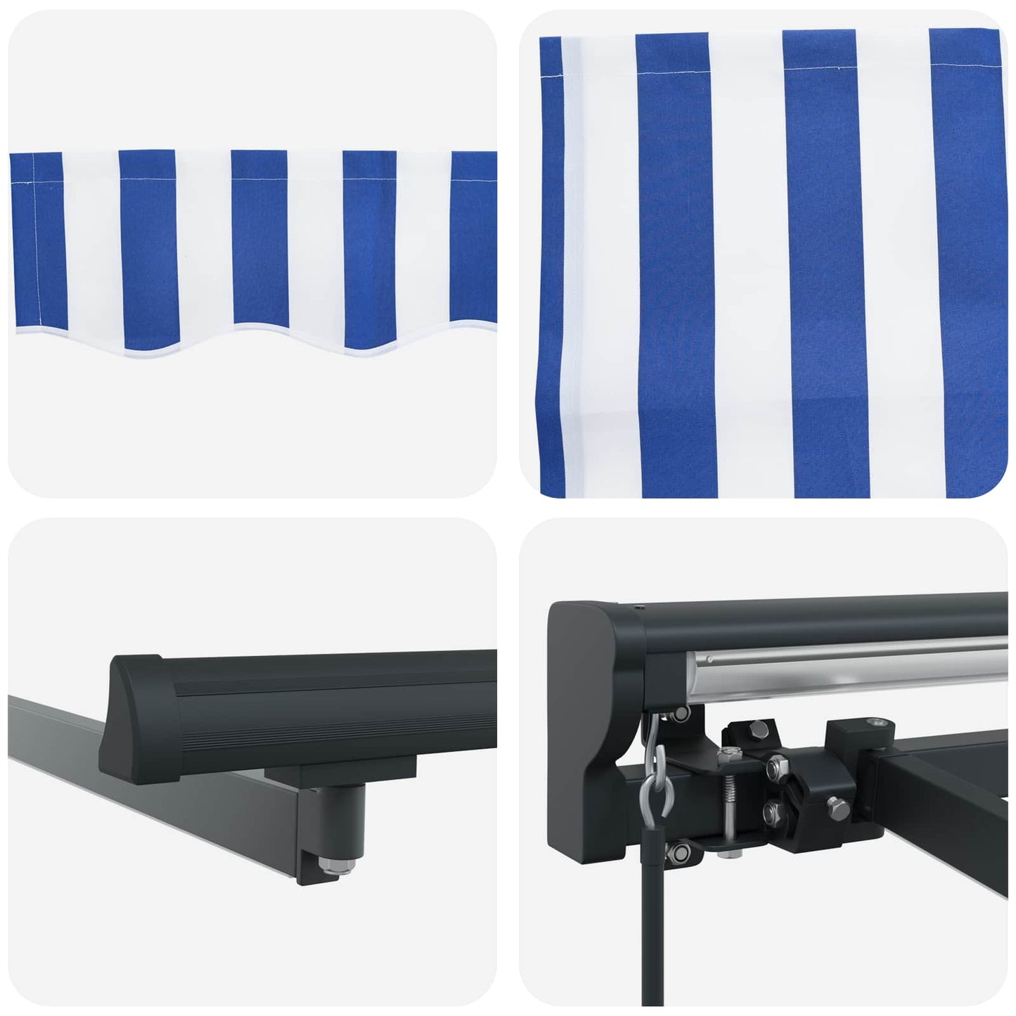 Manual Awning Frame with LEDs 5 x 3 m Polyester with PU coating